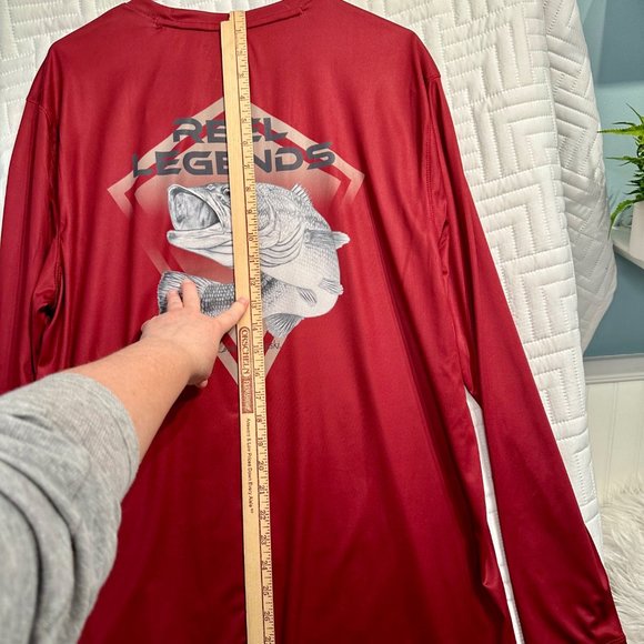 Reel Legends Size Large UPF 40 Performance Outfitters Long Sleeve Tee Shirt Red - Picture 11 of 12